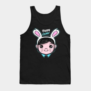 A Boy Has Easter Bunny Ears On Her Head. Toddler Boy Easter Tank Top